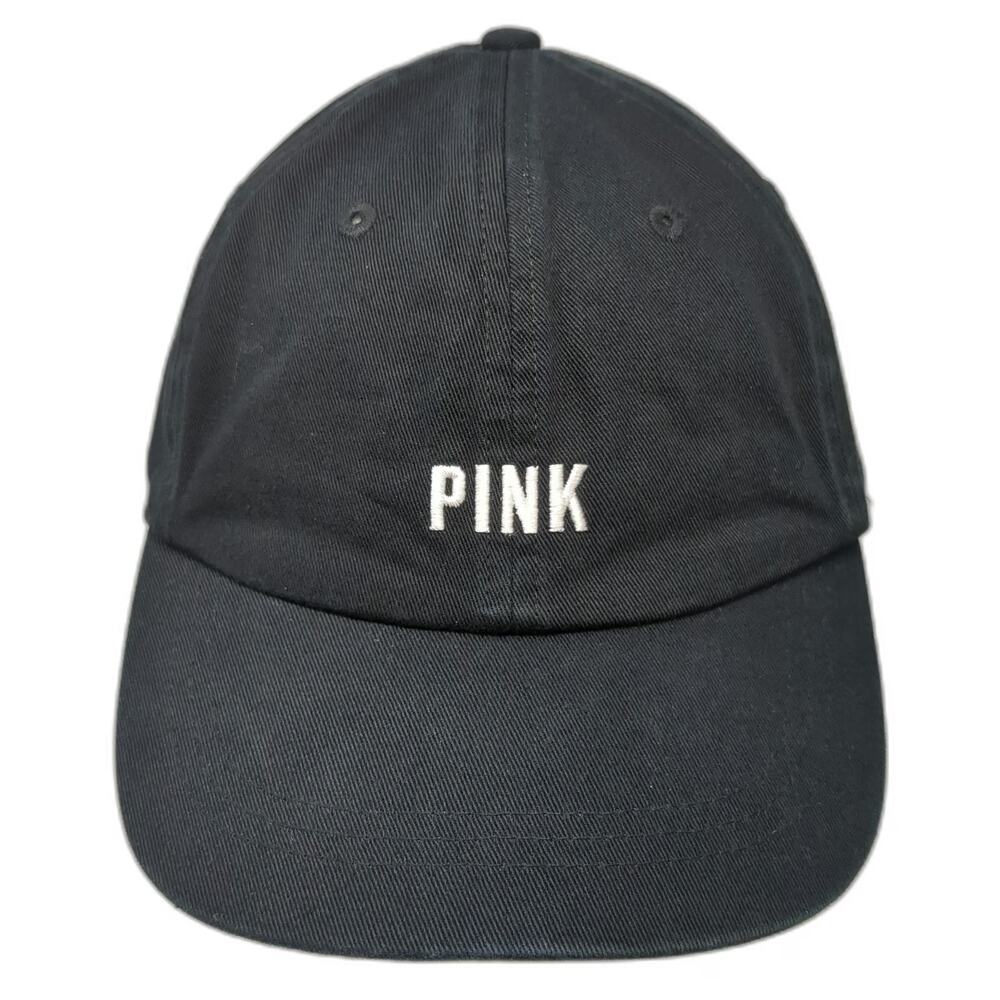 Victoria's Secret PINK Baseball Cap Black One Size Embroidered Logo Cotton Hat